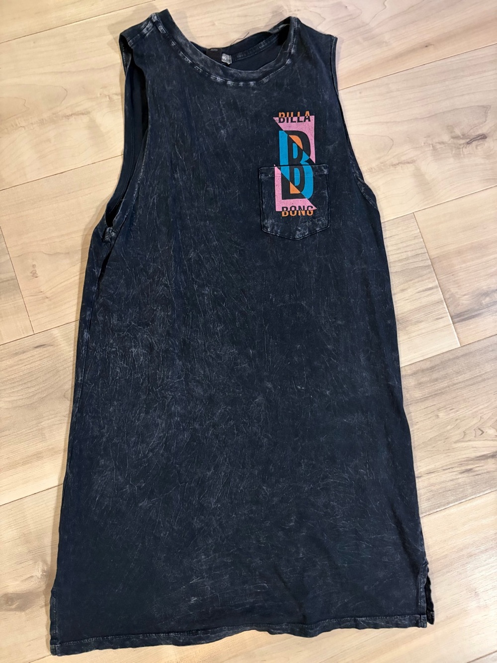 Billabong Black Tank Top with Teal & Pink Logo
